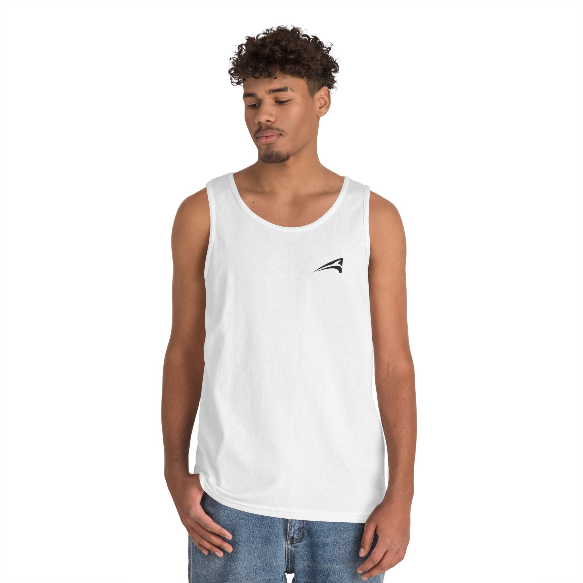 Minimal Logo Tank Top — Small Chest Emblem, Casual Summer Tee