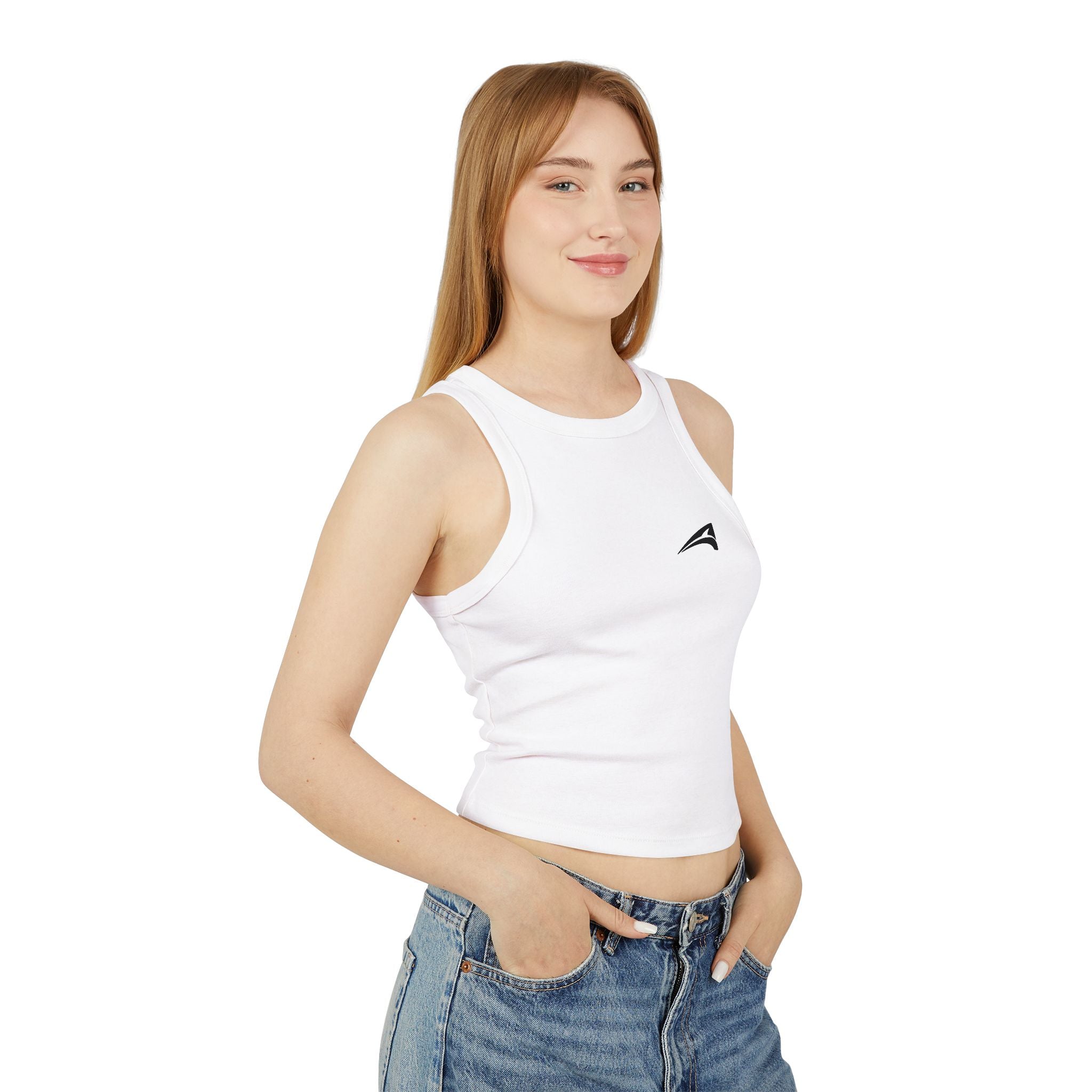 Ribbed Racer Tank Top — Minimalist Micro Rib Crop Tank